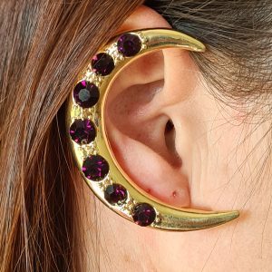 EARCLIP GOLD & PURPLE STRASS ( RIGHT ear )