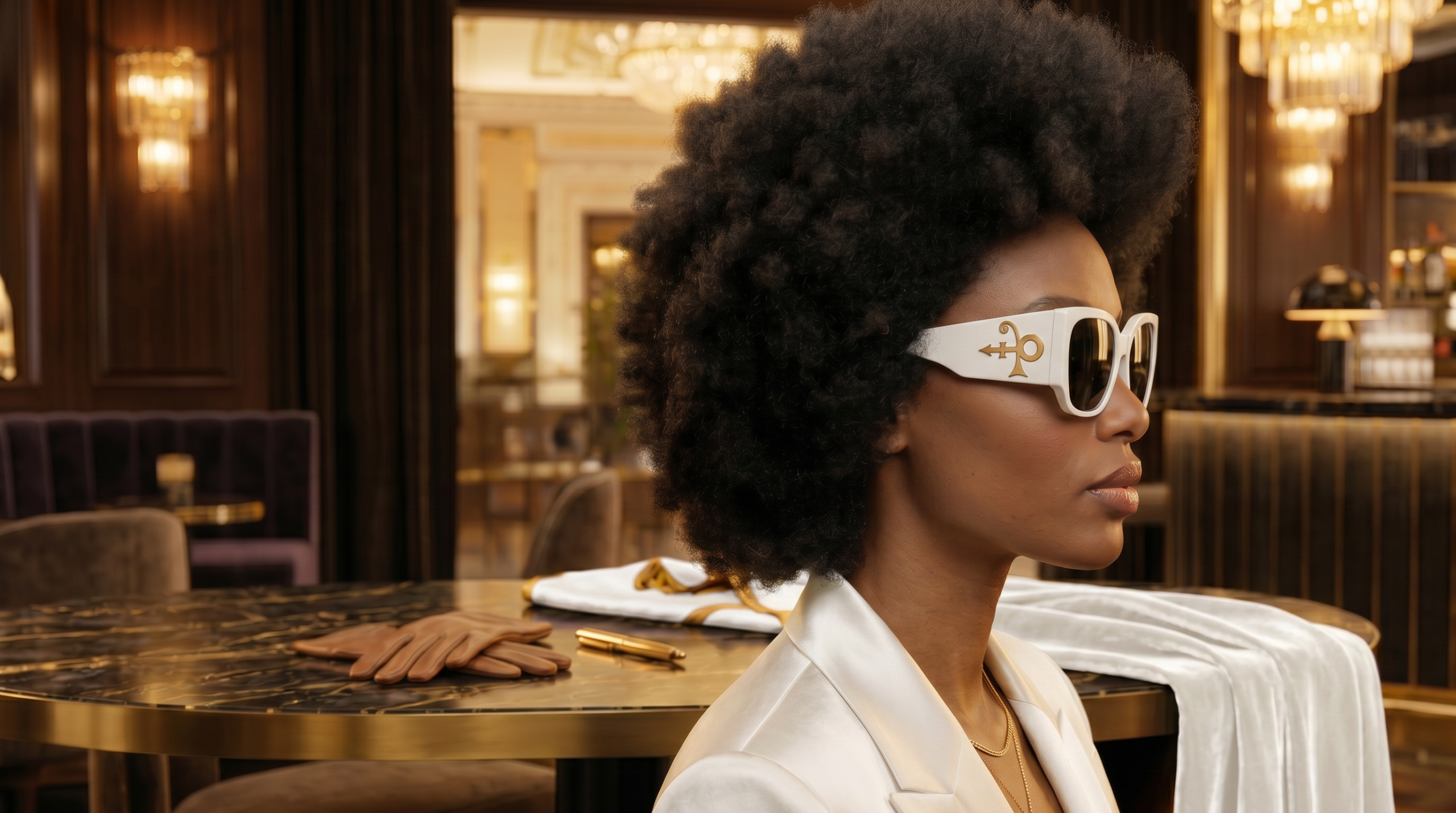 GOLD SYMBOL SUNGLASSES - WHITE - Image 3