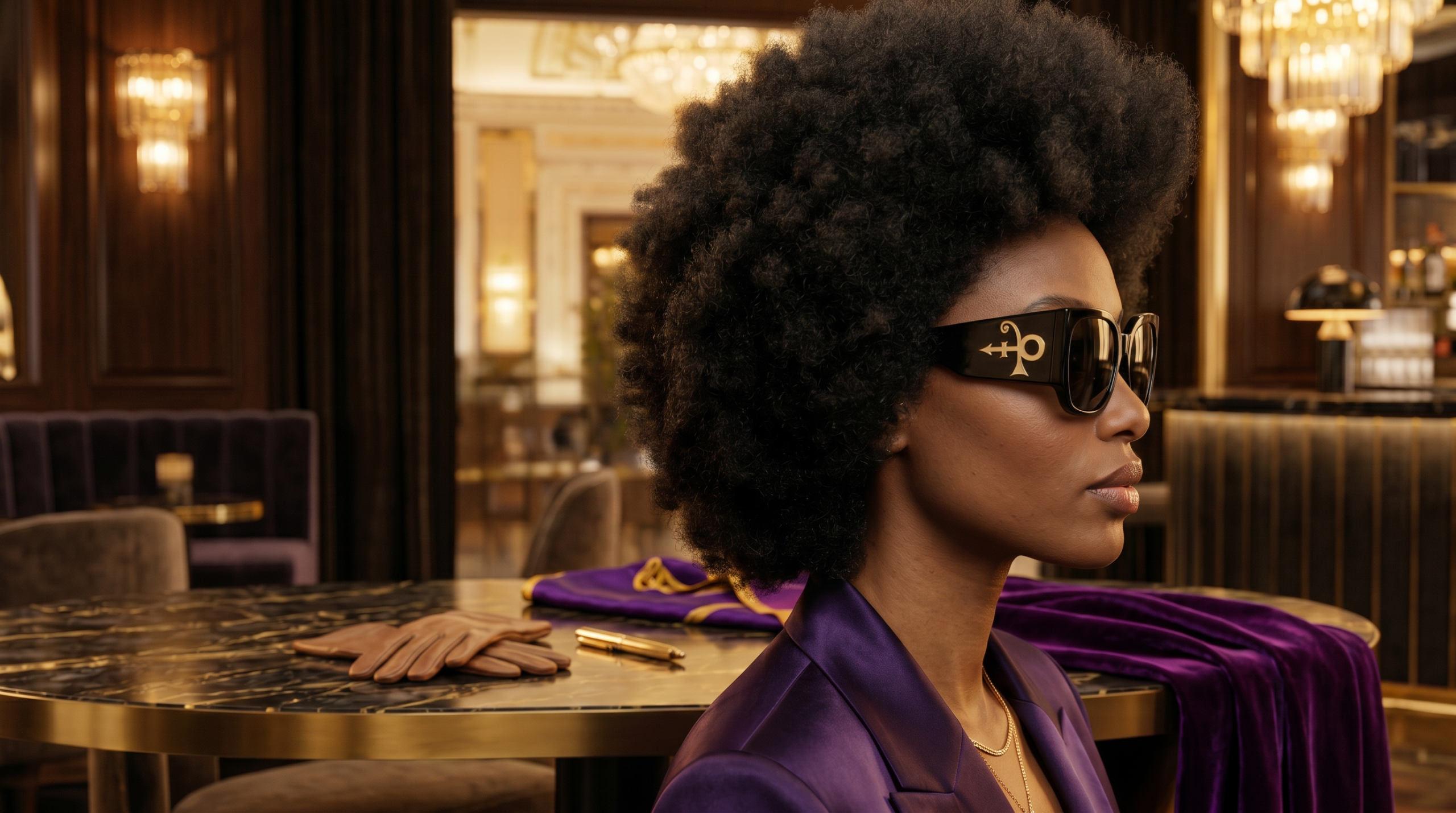 GOLD SYMBOL SUNGLASSES - BLACK - Image 3