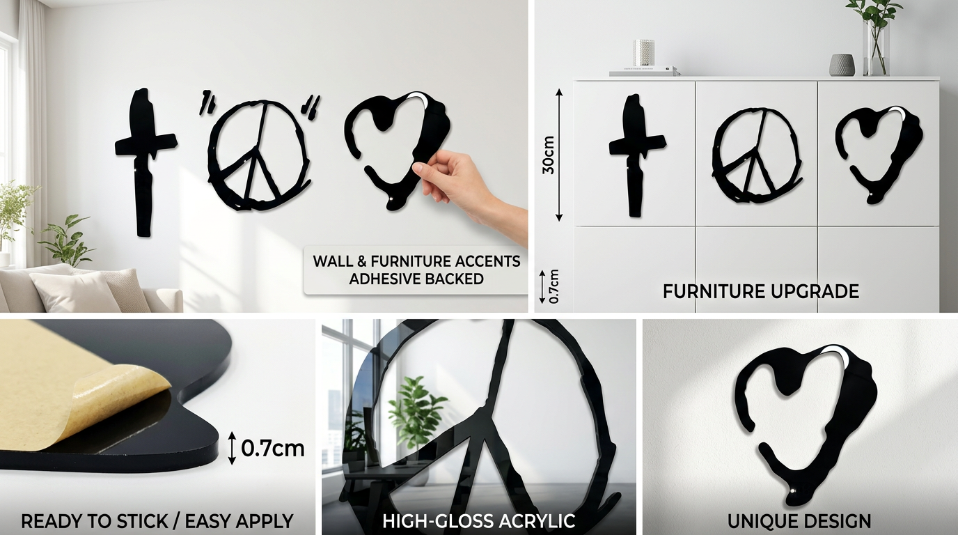 SIGN "O" THE TIMES - 3 SYMBOLS - 3D WALL LOGO ( acrylic ) - Image 10